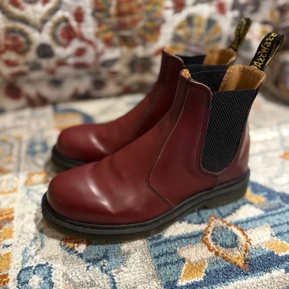 Dr. Marten Leather Chelsea Boots Cherry Red Size 8 - Picture 5 of 9